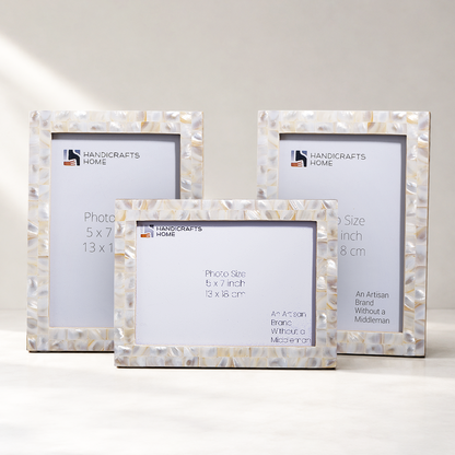 Handmade Mother of Pearl Picture Frame - Mother of Pearl Collection - Fits 5x7 Photos, for tabletop or wall display