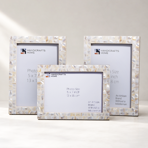 Handmade Mother of Pearl Picture Frame - Mother of Pearl Collection - Fits 5x7 Photos, for tabletop or wall display