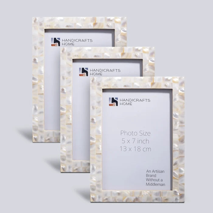 Mother of Pearl Picture Frame Set of 3 | Mother of Pearl Collection | Fits 5x7 Photos