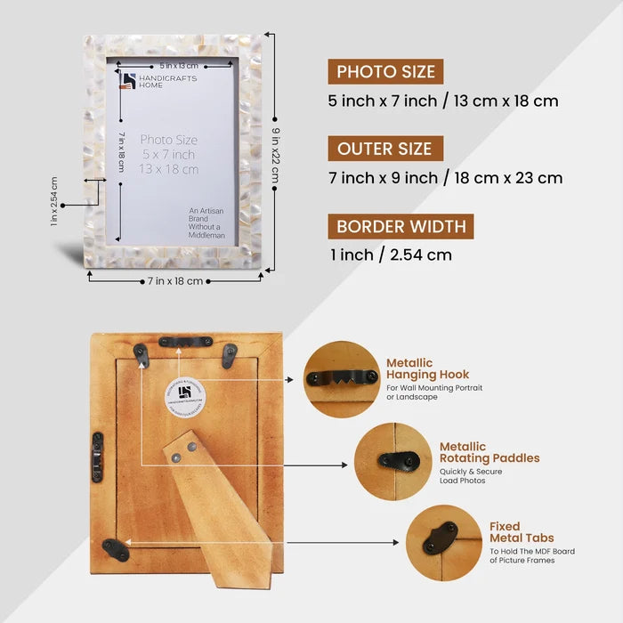 Mother of Pearl Picture Frame Set of 3 | Mother of Pearl Collection | Fits 5x7 Photos