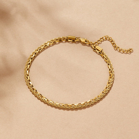 Nora Layered Box Chain Anklet
