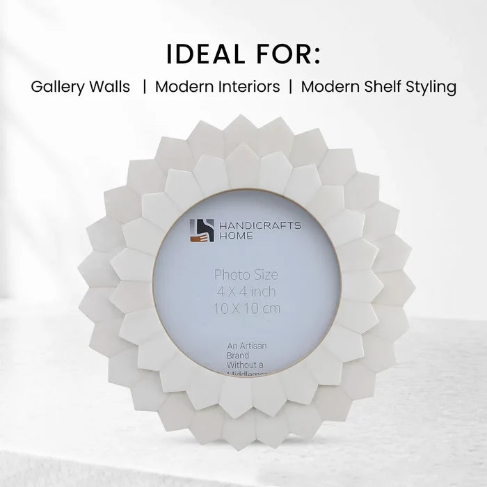 Palace Radiance Bone Inlay Round Picture Frame | 4x4