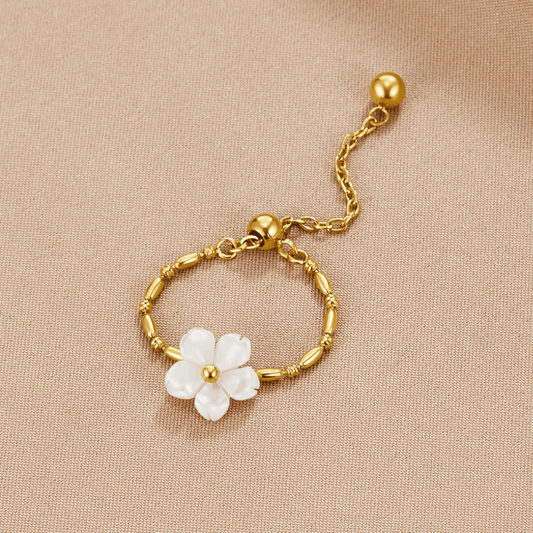 Pearl White Blossom Flower Ring