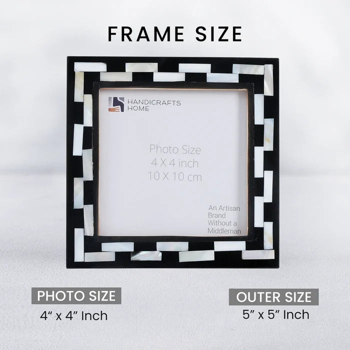 Pearlescent MOP & Resin Picture Frame | Black 4x4 Square