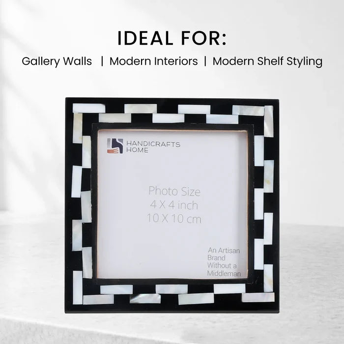 Pearlescent MOP & Resin Picture Frame | Black 4x4 Square