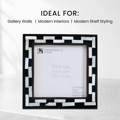 Pearlescent MOP & Resin Picture Frame | Black 4x4 Square