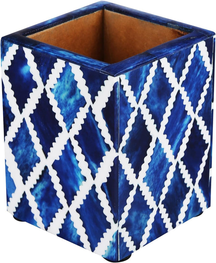 Handmade Pen holder moroccan art diamond blue 3x4 Inch, for desk organizing