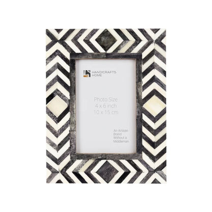 Photo Frame Mosaic Slate Chevron Collection Bone Inlay Grey White 4x6
