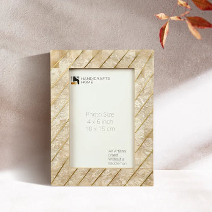 Picture Frame Brasselin Collection Resin Inlay & Brass Grey – 4x6 & 5x7"