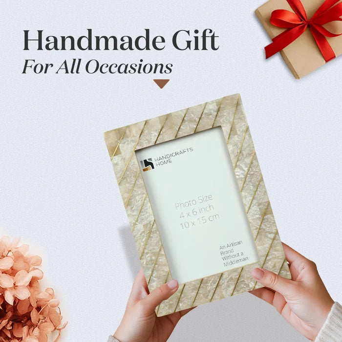 Picture Frame Brasselin Collection Resin Inlay & Brass Grey – 4x6 & 5x7"