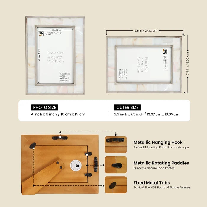 Picture Frame Camelot Maiden Collection Brass & Resin Inlay Gold & White – 4x6"