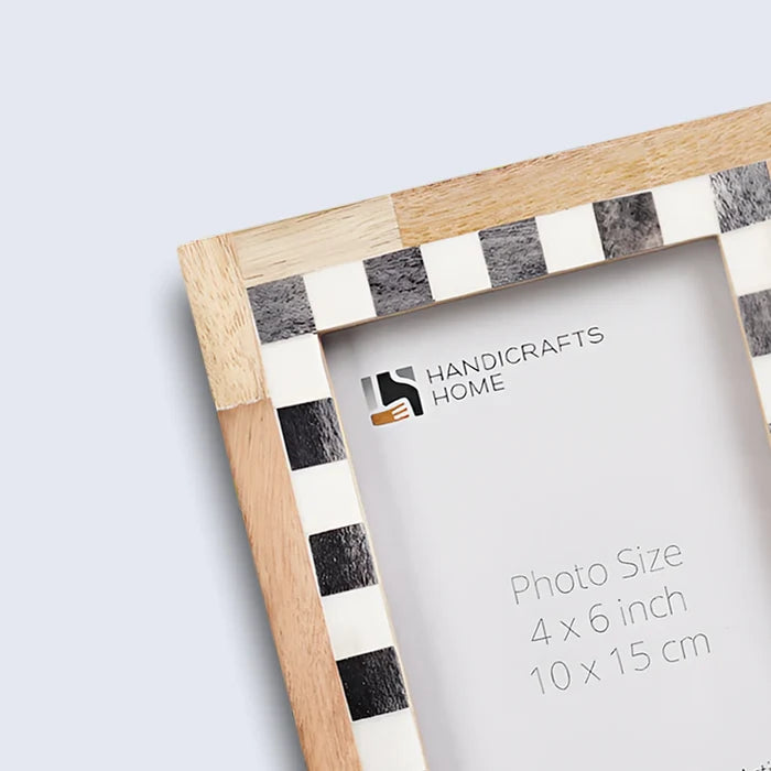 Picture Frame Checkered Collection Bone Inlay Grey & White – 4x6 & 5x7"