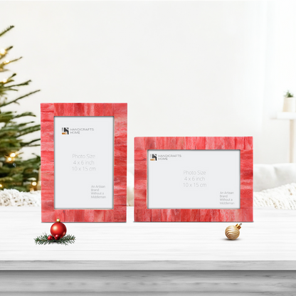 Handmade Red Picture Frames - Classic Bone Inlay - 4x6 5x7 8x10, for tabletop or wall display