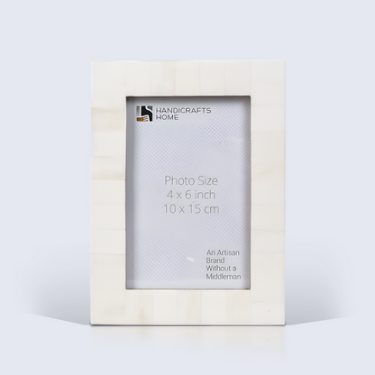 Handmade Picture Frame Classic Pattern Collection Bone Inlay White – 3 Sizes, for tabletop or wall display