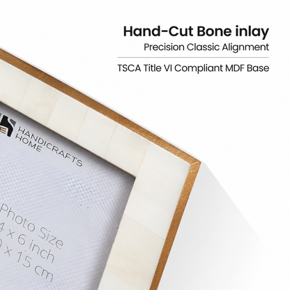 Picture Frame Classic Pattern Collection Bone Inlay White – 3 Sizes