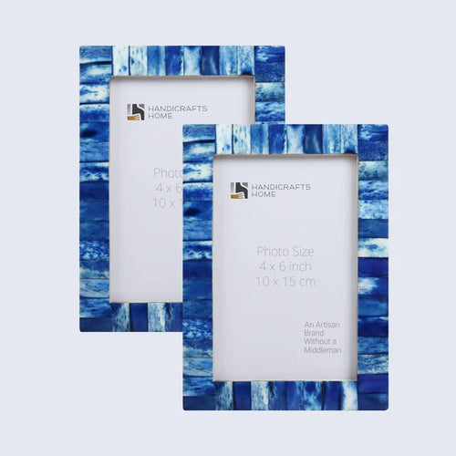 Handmade Picture Frame Classic Pattern Collection Resin Inlay Blue – 3 Sizes, for tabletop or wall display