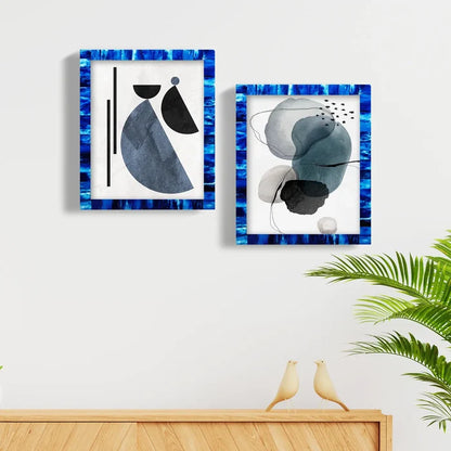 Handmade Picture Frame Classic Pattern Collection Resin Inlay Blue – 3 Sizes, for tabletop or wall display