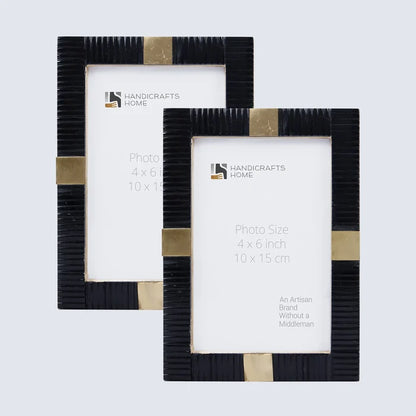 Handmade Picture Frame Deco Focus Collection Resin & Brass Inlay Classic Finish – 3 Sizes, for tabletop or wall display