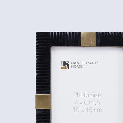 Handmade Picture Frame Deco Focus Collection Resin & Brass Inlay Classic Finish – 3 Sizes, for tabletop or wall display
