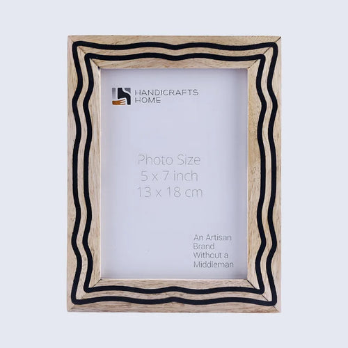 Handmade Picture Frame Flow Edge Collection Wood & Resin Inlay Natural & Black– 4x6 & 5x7", for tabletop or wall display