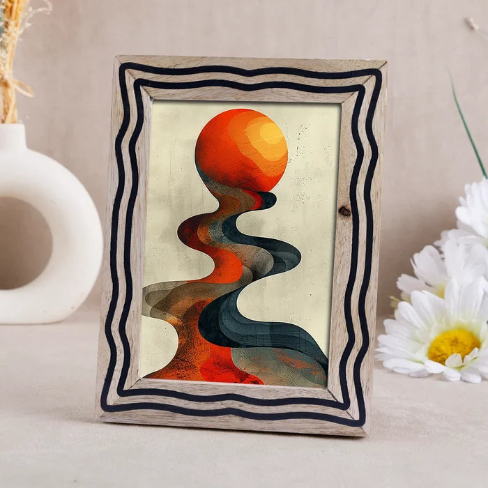 Picture Frame Flow Edge Collection Wood & Resin Inlay Natural & Black– 4x6 & 5x7"