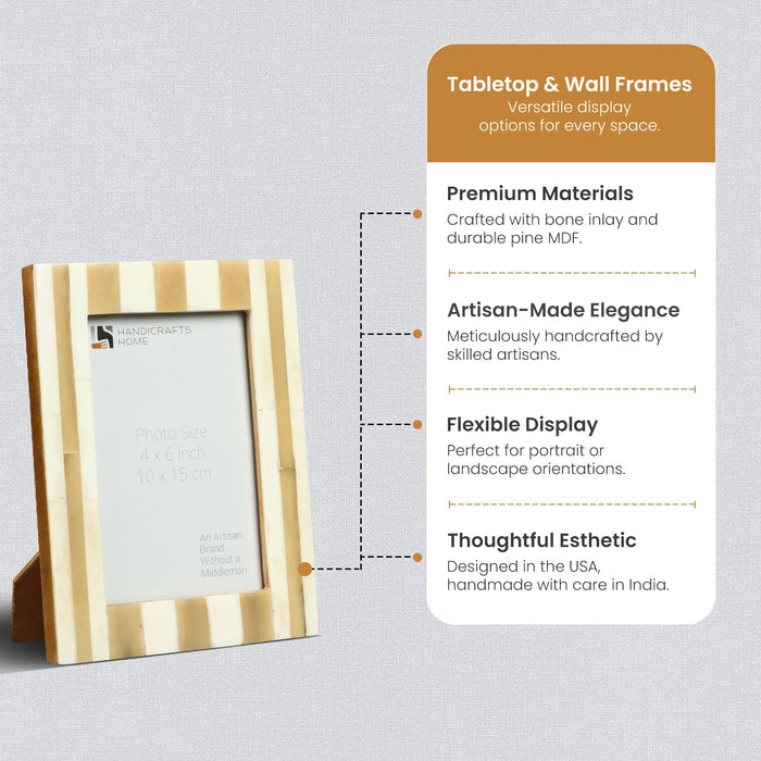 Picture Frame Holiday Decor Collection Bone Inlay White – 4x6 & 5x7"