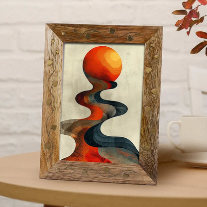 Handmade Picture Frame Liana Collection Brass & Wood Inlay Brown – 4x6 & 5x7", for tabletop or wall display