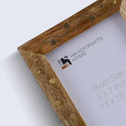 Picture Frame Liana Collection Brass & Wood Inlay Brown – 4x6 & 5x7"
