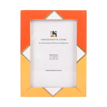Handmade Picture Frame Menton Orange Pattern Collection Brass & Resin Inlay Orange – 3 Sizes
