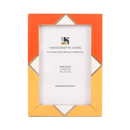 Handmade Picture Frame Menton Orange Pattern Collection Brass & Resin Inlay Orange – 3 Sizes