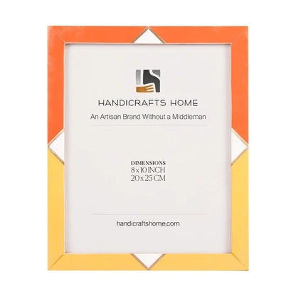 Handmade Picture Frame Menton Orange Pattern Collection Brass & Resin Inlay Orange – 3 Sizes