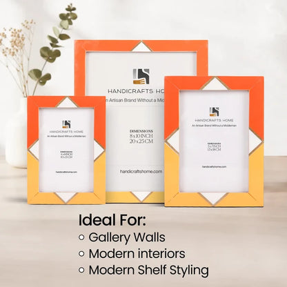 Picture Frame Menton Orange Pattern Collection Brass & Resin Inlay Orange – 3 Sizes