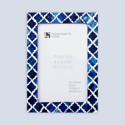 Handmade Picture Frame Moroccan Pattern Collection Bone & Resin Inlay Blue – 4 Sizes