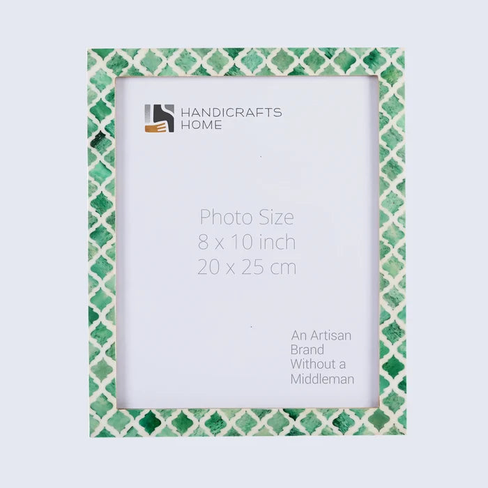 Handmade Picture Frame Moroccan Pattern Collection Bone & Resin Inlay Green – 3 Sizes