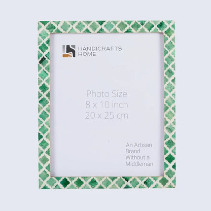 Handmade Picture Frame Moroccan Pattern Collection Bone & Resin Inlay Green – 3 Sizes