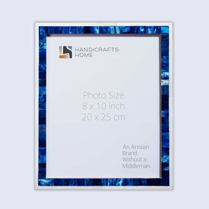 Handmade Picture Frame Mosaic Collection Bone Inlay Blue & White – 3 Sizes, for tabletop or wall display