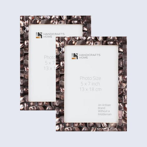 Handmade Picture Frame Mother of Pearl Collection Mother of Pearl Dark Grey -3 sizes, for tabletop or wall display