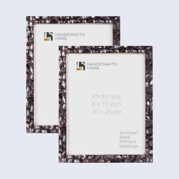 Handmade Picture Frame Mother of Pearl Collection Mother of Pearl Dark Grey -3 sizes, for tabletop or wall display