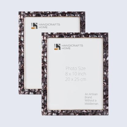 Handmade Picture Frame Mother of Pearl Collection Mother of Pearl Dark Grey -3 sizes, for tabletop or wall display