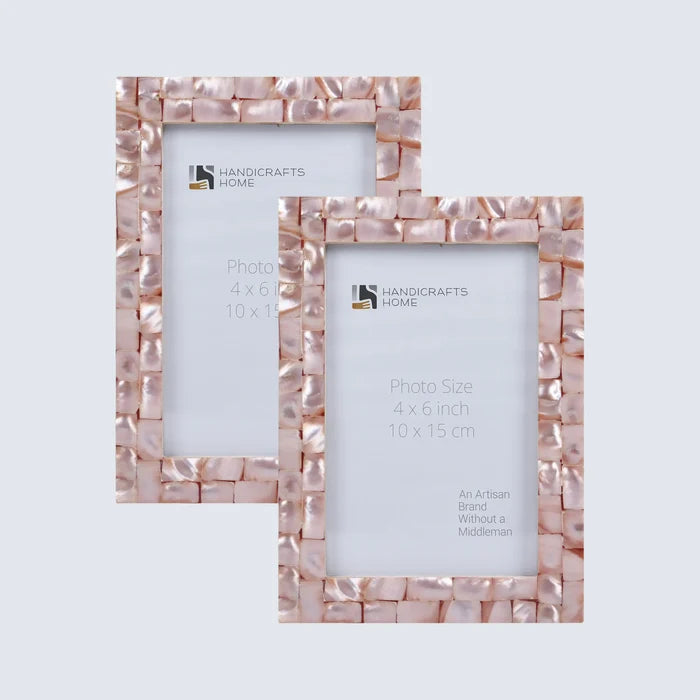 Handmade Picture Frame Mother of Pearl Collection Pink - 3 Sizes, for tabletop or wall display