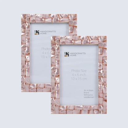 Handmade Picture Frame Mother of Pearl Collection Pink - 3 Sizes, for tabletop or wall display