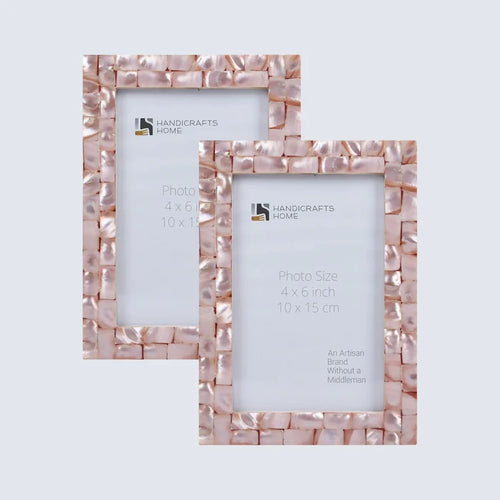 Handmade Picture Frame Mother of Pearl Collection Pink - 3 Sizes, for tabletop or wall display