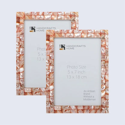 Handmade Picture Frame Mother of Pearl Collection Pink - 3 Sizes, for tabletop or wall display