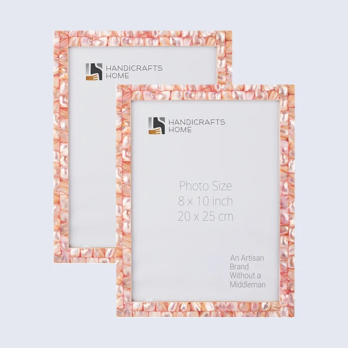 Handmade Picture Frame Mother of Pearl Collection Pink - 3 Sizes, for tabletop or wall display