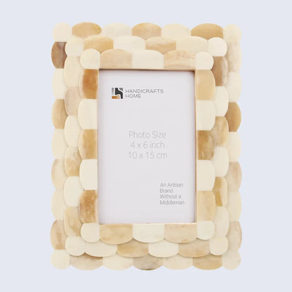 Handmade Picture Frame Scalloped Arts Collection Bone Inlay Ivory 4x6