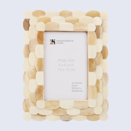 Handmade Picture Frame Scalloped Arts Collection Bone Inlay Ivory 4x6