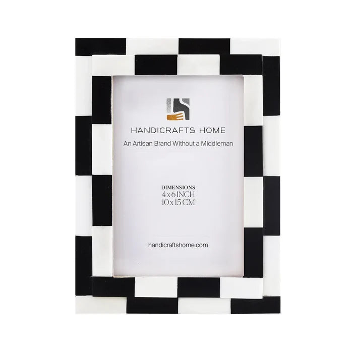 Handmade Picture Frame Silhouette Shuffled Collection Bone Inlay Multi-Color – 4x6, 5x7