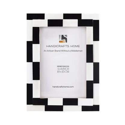 Handmade Picture Frame Silhouette Shuffled Collection Bone Inlay Multi-Color – 4x6, 5x7