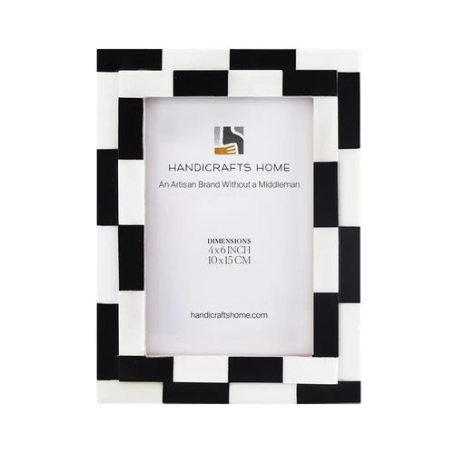 Handmade Picture Frame Silhouette Shuffled Collection Bone Inlay Multi-Color – 4x6, 5x7