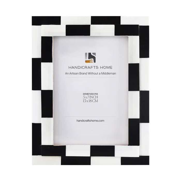 Handmade Picture Frame Silhouette Shuffled Collection Bone Inlay Multi-Color – 4x6, 5x7